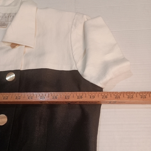 Don Caster Black and White Double Breasted Linen Blend Sheath Dress - Picture 4 of 8